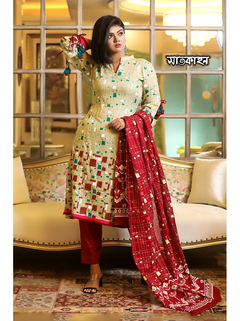Exclusive linen fabric with skin printed   shalwar kameez