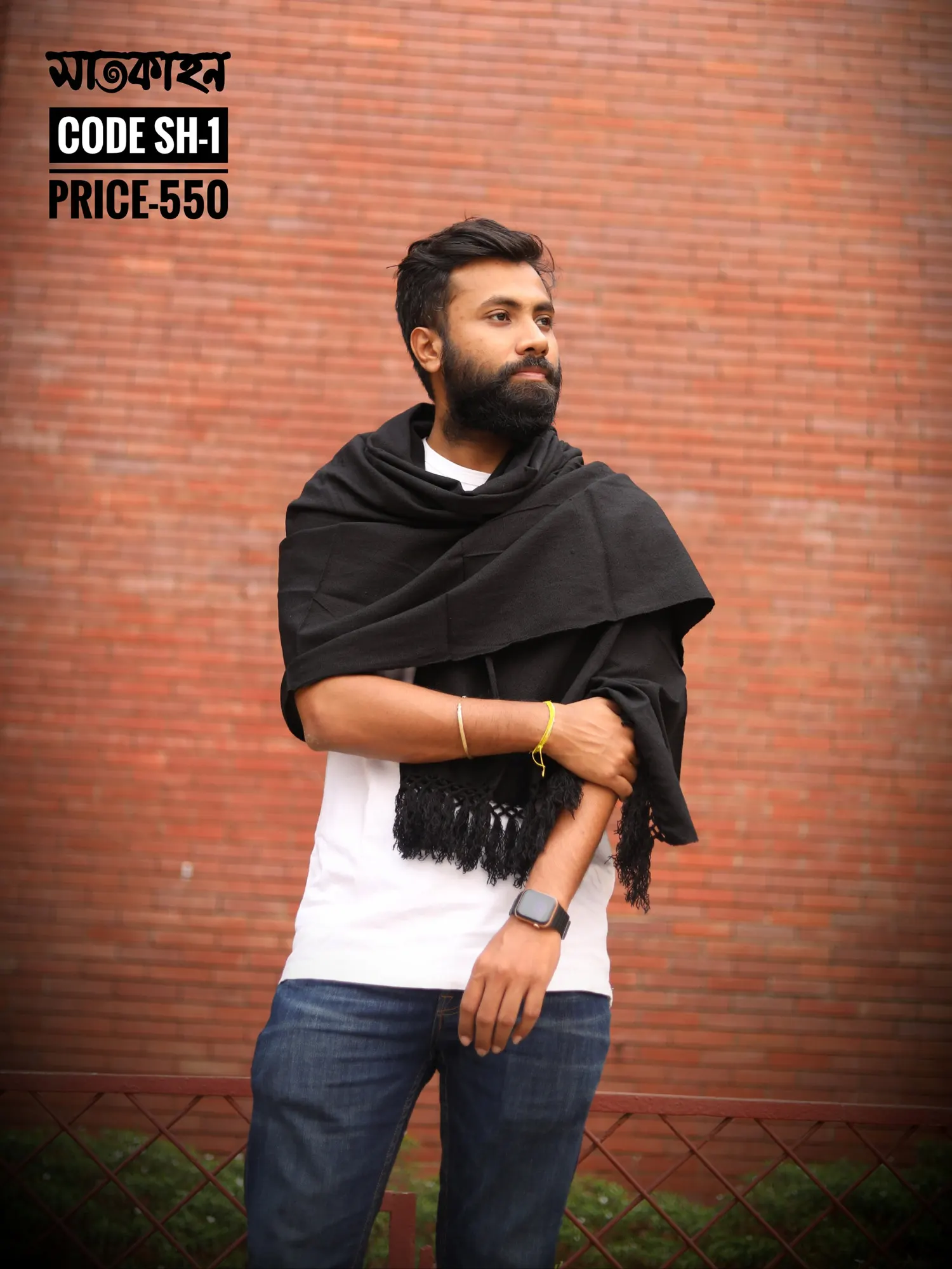 Black winter exclusive woolen shawl 