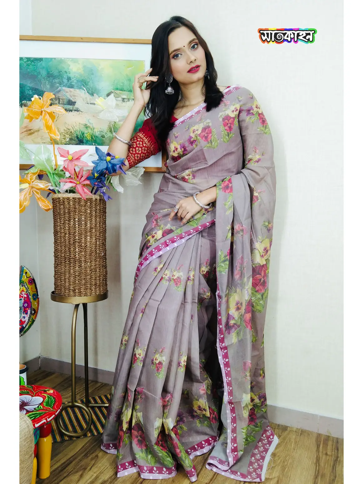 Exclusive silk sharee with digital printed
